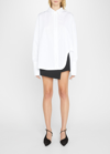 Attico Diana Oversize Split Hem Cotton Button-up Shirt In White