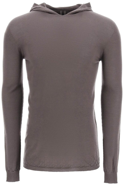 Rick Owens Ribbed Cuffs Detailed Knitted Hoodie In L