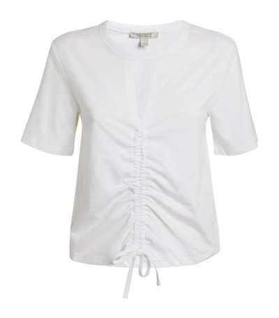 Allsaints Gigi Cutout Ruched Front Cotton T-shirt In Optic White