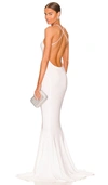 Norma Kamali Low Back Slip Mermaid Fishtail Gown In White