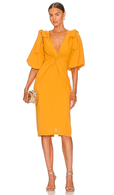 Andrea Iyamah Zuna Puff Sleeve Cut-out Dress In Yellow