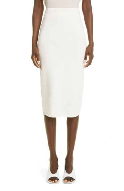 St John Midi Cotton Blend Sweater Skirt In White