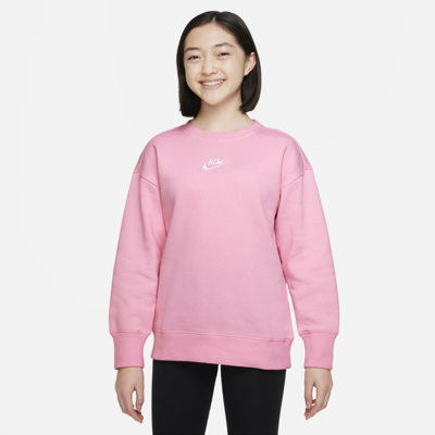 Nike Sportswear Club Fleece Big Kids' (girls') Crew Sweatshirt In Pink