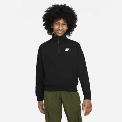 Nike Sportswear Club Fleece Big Kids' (girls') 1/2-zip Top In Black