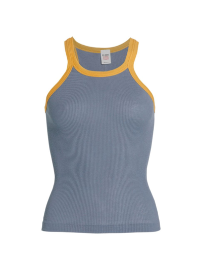 Re/done The Ribbed Tank In Steel Blue