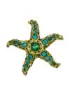Kenneth Jay Lane 22k Goldplated & Two-tone Glass Stone Starfish Brooch In Yellow Goldtone