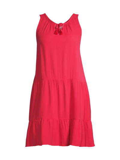 Nic + Zoe Nic+zoe Petite Double Gauze Tiered Dress In Cosmo Red