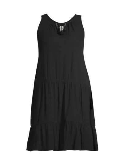 Nic + Zoe Tiered Double Gauze Dress In Black Onyx