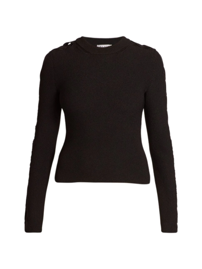 Alaïa Openwork Rib-knit Sweater In Black
