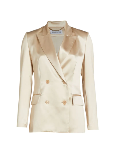 Adriana Iglesias Lauren Double-breasted Silk Blazer In Gold