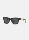 Versace La Greca Sunglasses  Additional Fit, Male, Black, One Size In Black