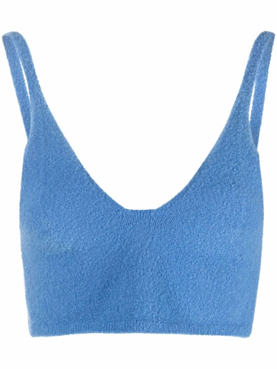 Nanushka Knitted Bra Top In Blue