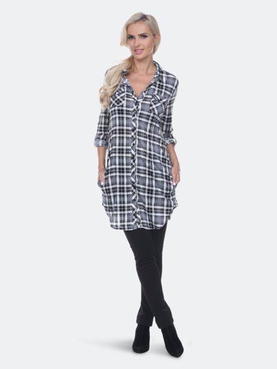 White Mark Women's Piper Stretchy Plaid Tunic In Black