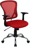 Offex Mid-back Red Mesh Swivel Task Office Chair With Chrome Base And Arms