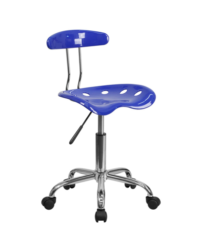 Offex Vibrant Nautical Blue And Chrome Swivel Task Office Chair With Tractor Seat