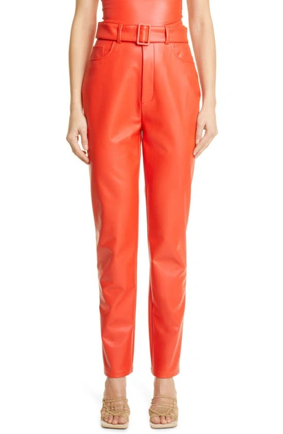 Lapointe Faux Leather High Waist Belted Pants In Poppy