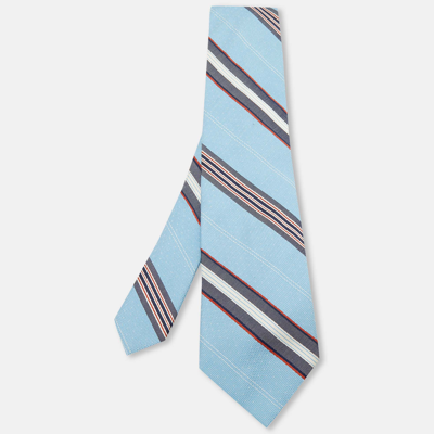 Pre-owned Valentino Garavani Blue Striped Cotton Silk Tie