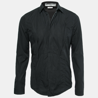 Pre-owned Balenciaga Black Cotton Button Front Shirt S