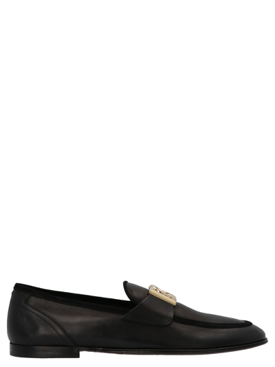 Dolce & Gabbana Logo Loafers In Black