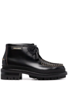 DSQUARED2 LOGO PLAQUE LEATHER ANKLE BOOTS