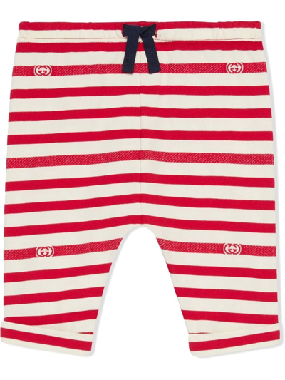 Gucci Babies' Kids Striped Interlocking G Trousers (0-36 Months) In Red