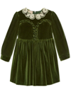 GUCCI LACE-TRIM VELVET DRESS