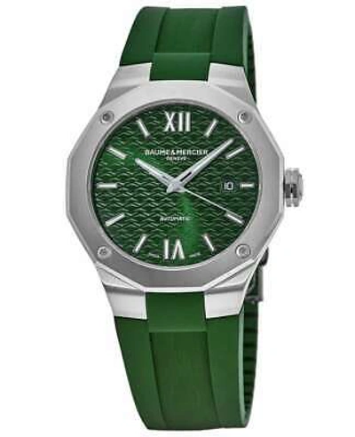 Pre-owned Baume Et Mercier Baume & Mercier Riviera Automatic Green Dial Rubber Strap Men's Watch 10618