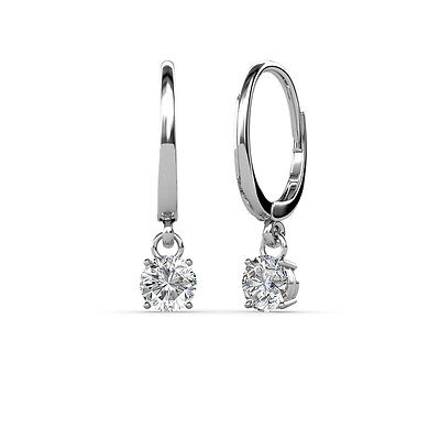 Pre-owned Trijewels Diamond Four Prong Solitaire Dangling Earrings 0.50 Ctw In 14k Gold Jp:66937 In G - H