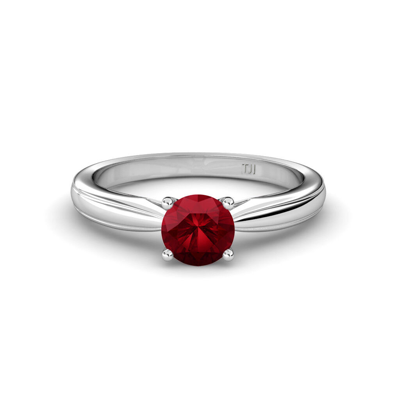Pre-owned Trijewels Ruby Solitaire Engagement Ring 0.95 Carat In 14k Gold Jp:80020 In Red