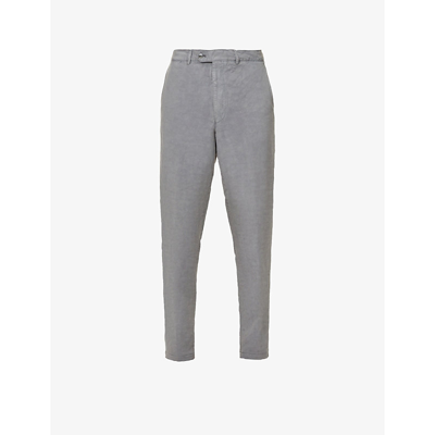 Oscar Jacobson Nico Pleated Regular-fit Tapered Woven Trousers In Grey Rock