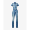 Good American Fit For Success Flared-leg Stretch-denim Jumpsuit In Blue274