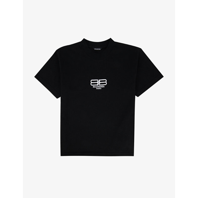 Balenciaga Kids' Bb Logo-print Stretch-cotton Jersey T-shirt 4-10 Years In 黑色