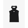 Sandro Twist-neck Backless Stretch-woven Top In Noir / Gris