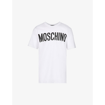 Moschino Logo-print Short-sleeved Organic-cotton Jersey T-shirt In Fantasy Print White