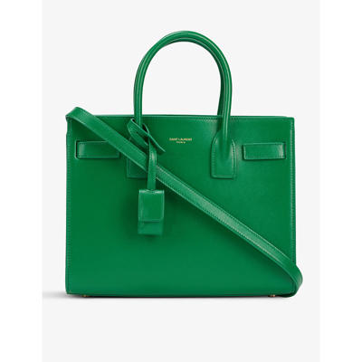 Saint Laurent Baby Sac De Jour Logo-embossed Leather Cross-body Bag In New Vert