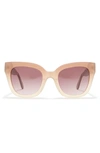 Bcbgmaxazria 50mm Chunky Square Exposed Quilt Sunglasses In Milky Crystal Blush