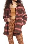 Bp. Lauren Herringbone Flannel Shirt Jacket In Brown- Pink Conner Ombre