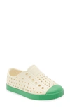 Native Shoes Kids' Jefferson Water Friendly Slip-on Vegan Sneaker In Bone White/ Picnic Green