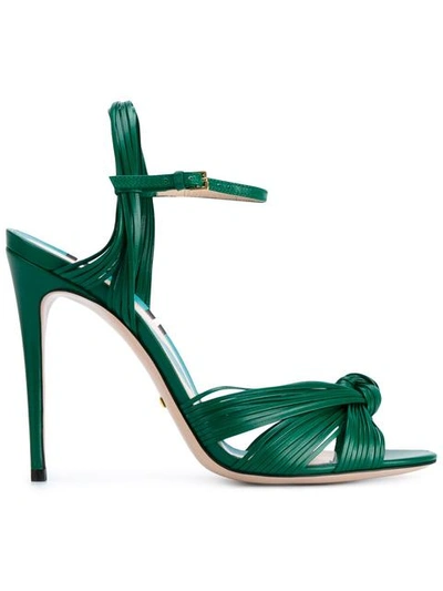 Gucci Allie Knotted Leather Ankle-strap Sandals In Green