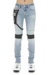 Cult Of Individuality Punk Super Skinny Jeans With Studded Leg Harness In Pollock