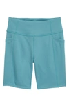 Zella Girl Kids' Live In High Waist Pocket Bike Shorts In Teal