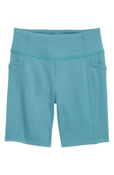 Zella Girl Kids' Live In High Waist Pocket Bike Shorts In Teal