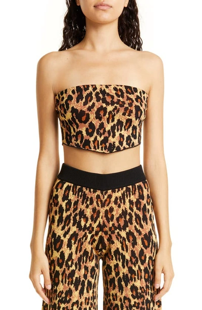 Staud Shane Leopard Jacquard Tube Top In Multi