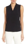 ANNE KLEIN TRIPLE PLEAT V-NECK JERSEY TOP,10591518