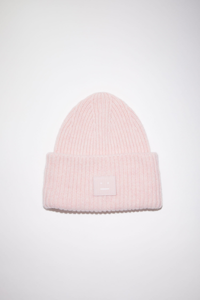 Acne Studios Pansy Logo-patch Wool Beanie Hat In Light Pink
