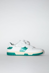 Acne Studios Logo-print Metallic Textured-leather And Pvc Sneakers In White/green