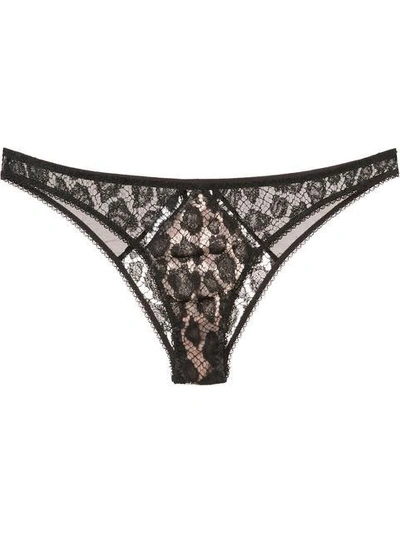 Fleur Du Mal Leopard Lace Tanga Trousery In Black