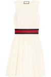 GUCCI JERSEY-TRIMMED PLEATED TWILL MINI DRESS