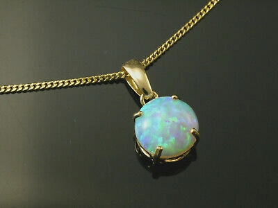 Pre-owned Goldena24 585 Goldkette Mit Opal Anhänger In 8,5 Mm Grösse