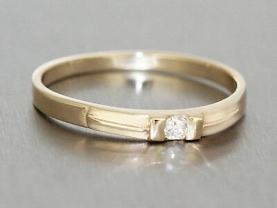 Pre-owned Markenlos Zarter Goldring 585 Mit Brillant Brillantring Solitär Feiner Ring Gold 14 Kt